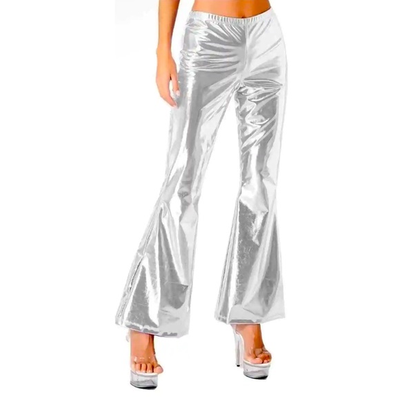 NEW Indigo Rising Metallic Silver Party Casual Former Pants Size Boot Cut M - Picture 1 of 7